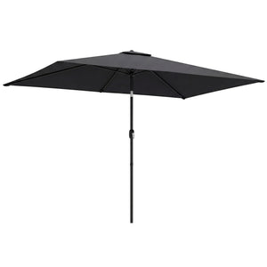 3x2m Garden Parasol, Parasol Umbrella with Crank Handle, Tilt Function, Polyester Canopy, Outdoor Table Umbrella for Patio, Garden, Black