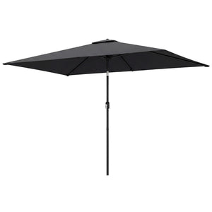 3x2m Garden Parasol, Parasol Umbrella with Crank Handle, Tilt Function, Polyester Canopy, Outdoor Table Umbrella for Patio, Garden, Black