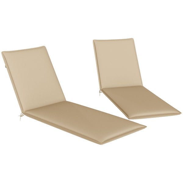Outdoor Lounge Chair Cushion Set of 2, UPF50+ 200gsm Fabric and 25D High-Density Foam, Foldable Patio Chaise Lounge Cushion Set, Fade Resistant for Lawn Pool, 76" x 23", Beige