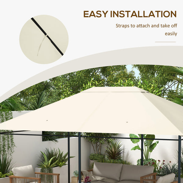 10' x 13' Gazebo Canopy Replacement, Outdoor Gazebo Cover Top Roof Replacement with Vents and Drain Holes, (TOP COVER ONLY), Cream White