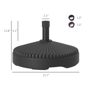 Outsunny Round Patio Umbrella Base Holder, Heavy Duty Outdoor Umbrella Stand Base, Filled Up to 62lbs with Stand or 51lbs with Water for Garden, Poolside, Black