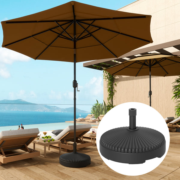 Outsunny Round Patio Umbrella Base Holder, Heavy Duty Outdoor Umbrella Stand Base, Filled Up to 62lbs with Stand or 51lbs with Water for Garden, Poolside, Black