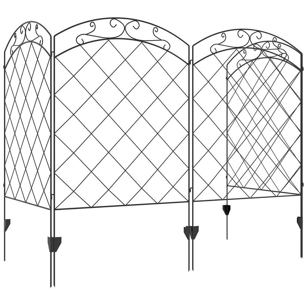 Decorative Garden Fencing, 43in x 11.4ft Outdoor Picket Fence Panels, 4PCs Rustproof Steel Wire Landscape Flower Bed Border Edging Animal Barrier, Swirls