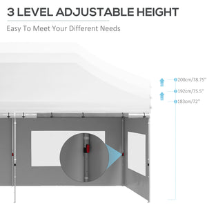 20' x 10' Pop Up Canopy Tent Instant Folding Shelter Gazebo with Removable Sidewalls, 6 Windows, 4 Sand Weights Bags and Carrying Bag, White