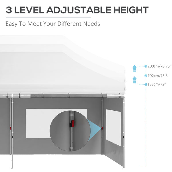 20' x 10' Pop Up Canopy Tent Instant Folding Shelter Gazebo with Removable Sidewalls, 6 Windows, 4 Sand Weights Bags and Carrying Bag, White