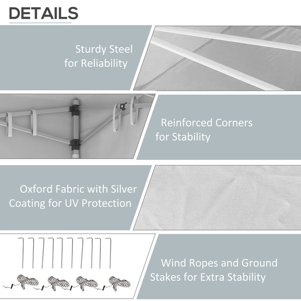 20' x 10' Pop Up Canopy Tent Instant Folding Shelter Gazebo with Removable Sidewalls, 6 Windows, 4 Sand Weights Bags and Carrying Bag, White