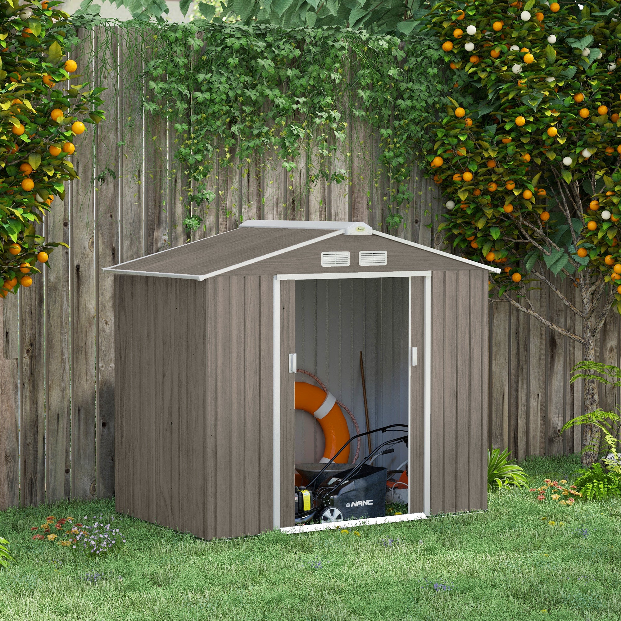 7 x 4ft Metal Garden Shed, Outdoor Storage Tool House with