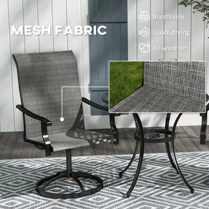 Outdoor Patio Swivel Chairs Set of 2, High Back Patio Dining Chairs with All-Weather Mesh Fabric and Metal Frame for Backyard, Lawn, Porch or Garden, Gray