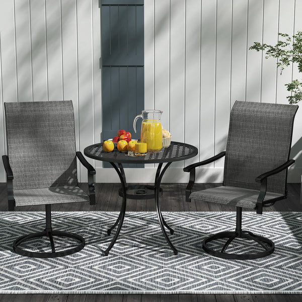 Outdoor Patio Swivel Chairs Set of 2, High Back Patio Dining Chairs with All-Weather Mesh Fabric and Metal Frame for Backyard, Lawn, Porch or Garden, Gray