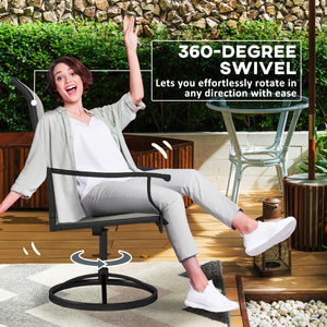 Outdoor Patio Swivel Chairs Set of 2, High Back Patio Dining Chairs with All-Weather Mesh Fabric and Metal Frame for Backyard, Lawn, Porch or Garden, Gray