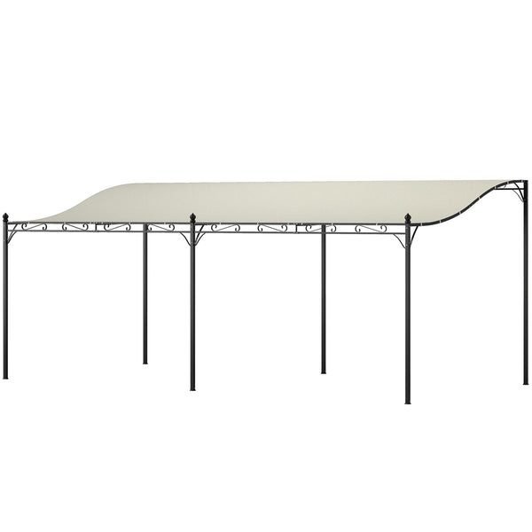 Outsunny 10' x 20' Outdoor Pergola Canopy, Metal Patio Canopy with Weather-Resistant Fabric and Drainage Holes for Backyard, Garden, Porch, Beach, Cream White