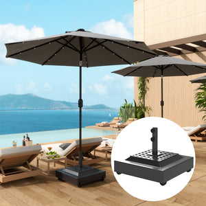 Outsunny Outdoor Umbrella Stand Base with Wheels, Heavy Duty Patio Umbrella Base, Filled Up to 143lbs with Stand or 112lbs with Water, Patio Umbrella Holder for Garden, Poolside, Black