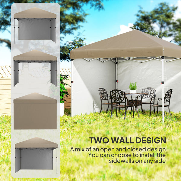 3 x 3 (M) Pop Up Gazebo, UPF 30+ with 2 Sidewalls, Leg Weight Bags and Wheeled Bag, Height Adjustable Party Tent Event Shelter for Garden, Patio, Khaki