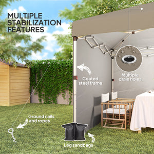 3 x 3 (M) Pop Up Gazebo, UPF 30+ with 2 Sidewalls, Leg Weight Bags and Wheeled Bag, Height Adjustable Party Tent Event Shelter for Garden, Patio, Khaki