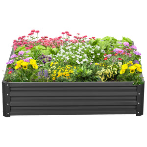 Outsunny Galvanized Raised Garden Bed, 4' x 4' x 1' Metal Planter Box, for Growing Vegetables, Flowers, Herbs, Succulents, Gray