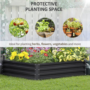 Outsunny Galvanized Raised Garden Bed, 4' x 4' x 1' Metal Planter Box, for Growing Vegetables, Flowers, Herbs, Succulents, Gray