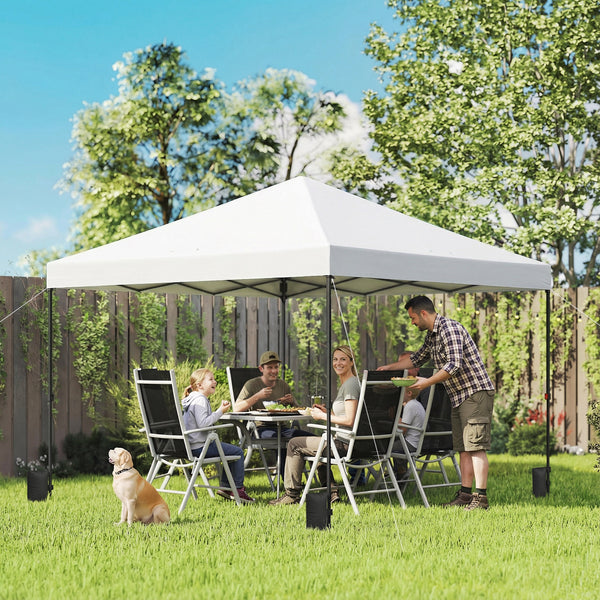 10 x 10 ft Pop Up Canopy Tent with One Push Setup, Easy Setup Outdoor Portable Instant Canopy Shelter with Wheeled Carry Bag, Sandbags, Adjustable Height for Parties, Events, White