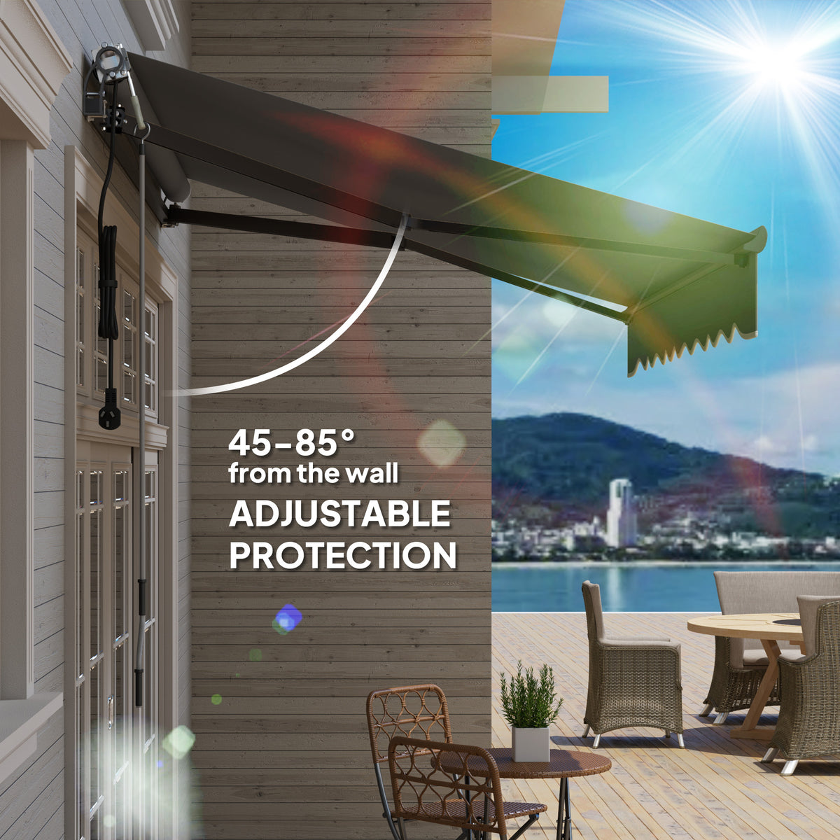 Outsunny 2.5 x 2m Electric Awning with Remote Controller for Garden ...