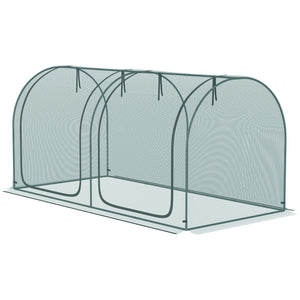 Outsunny 8' x 4' Crop Cage, Plant Protection Tent with Two Zippered Doors, Storage Bag and 4 Ground Stakes, for Garden, Yard, Lawn, Green