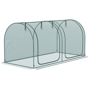 Outsunny 8' x 4' Crop Cage, Plant Protection Tent with Two Zippered Doors, Storage Bag and 4 Ground Stakes, for Garden, Yard, Lawn, Green