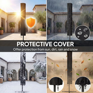 2.8 m Garden Parasol Umbrella with LED Solar Light, Parasol Cover, 3 Tier Outdoor Table Market Patio Umbrella Sun Shade with Tilt and Crank, 8 Ribs, Khaki