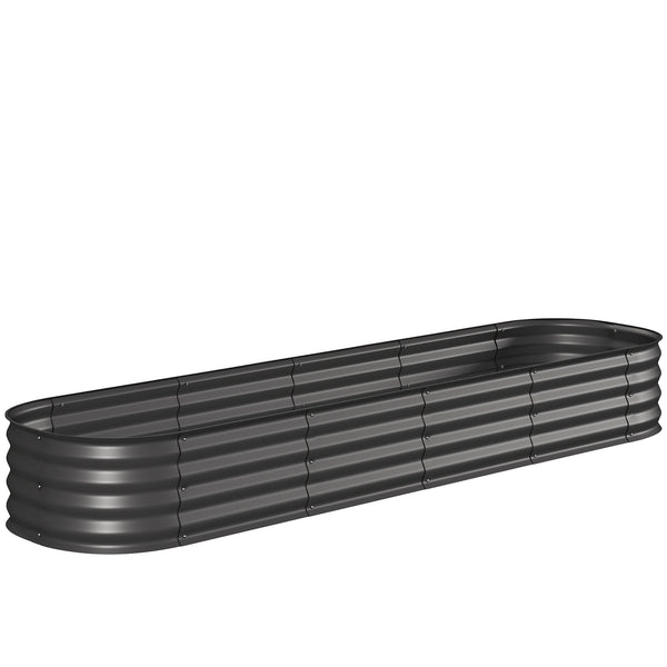 8' x 2' x 1' Galvanized Raised Garden Bed Kit, Outdoor Metal Elevated Planter Box with Safety Edging, Easy DIY Stock Tank for Growing Flowers, Herbs & Vegetables, Dark Gray