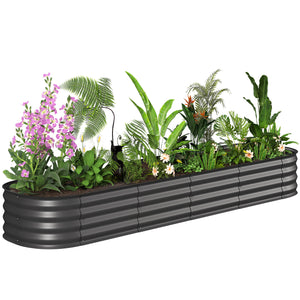8' x 2' x 1' Galvanized Raised Garden Bed Kit, Outdoor Metal Elevated Planter Box with Safety Edging, Easy DIY Stock Tank for Growing Flowers, Herbs & Vegetables, Dark Gray