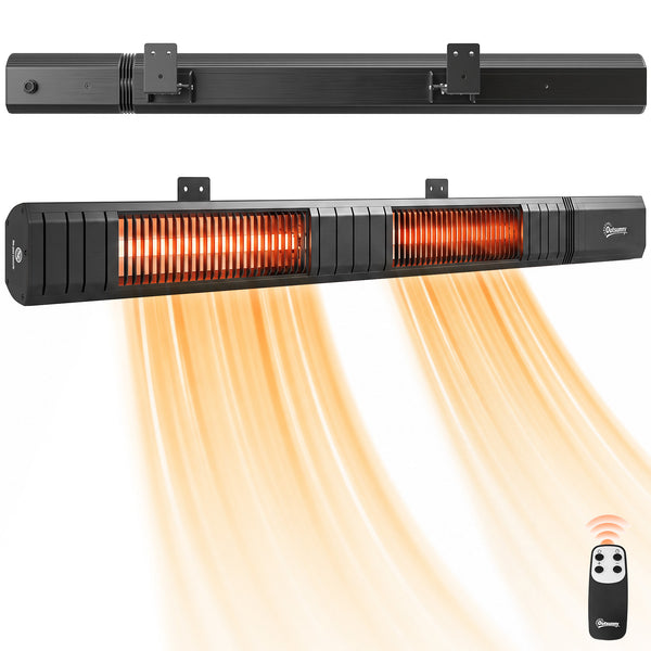 3000 W Electric Infrared Patio Heater, Wall Mounted IP65 Waterproof Outdoor Garden Heater with 9 Heat Settings, 24H Timer, Touch/Remote Control, LED Display for Indoor & Outdoor, Black