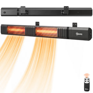 3000 W Electric Infrared Patio Heater, Wall Mounted IP65 Waterproof Outdoor Garden Heater with 9 Heat Settings, 24H Timer, Touch/Remote Control, LED Display for Indoor & Outdoor, Black