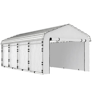 Carport Replacement Sidewall Panels Set of 4 for 10' x 15' Carports, UPF50+ Waterproof PE Tarp Replacement Side Wall Cover with Zipper Door, Top Cover and Frame Not Included, White