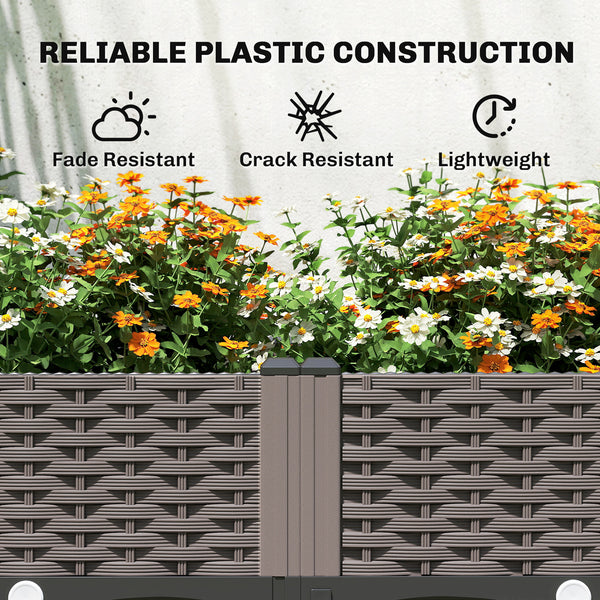 Raised Garden Bed with Arch Trellis, Raised Bed for Garden on Wheels with Side Trellis, Self Watering Outdoor Planter Box for Climbing Plants, Flowers, Herbs