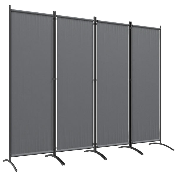 4 Panel Folding Room Divider, 5.6FT Privacy Screen with Wide Feet, Portable Freestanding Room Partition Separator for Home Office Bedroom, Dark Grey