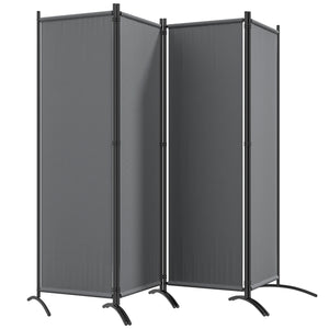 4 Panel Folding Room Divider, 5.6FT Privacy Screen with Wide Feet, Portable Freestanding Room Partition Separator for Home Office Bedroom, Dark Grey