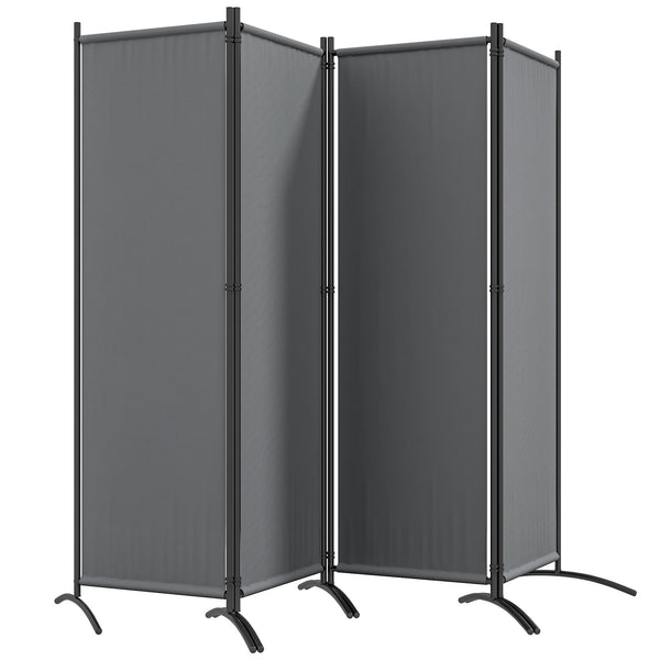 4 Panel Folding Room Divider, 5.6FT Privacy Screen with Wide Feet, Portable Freestanding Room Partition Separator for Home Office Bedroom, Dark Grey