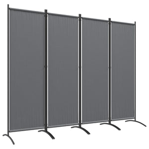 4 Panel Folding Room Divider, 5.6FT Privacy Screen with Wide Feet, Portable Freestanding Room Partition Separator for Home Office Bedroom, Dark Grey