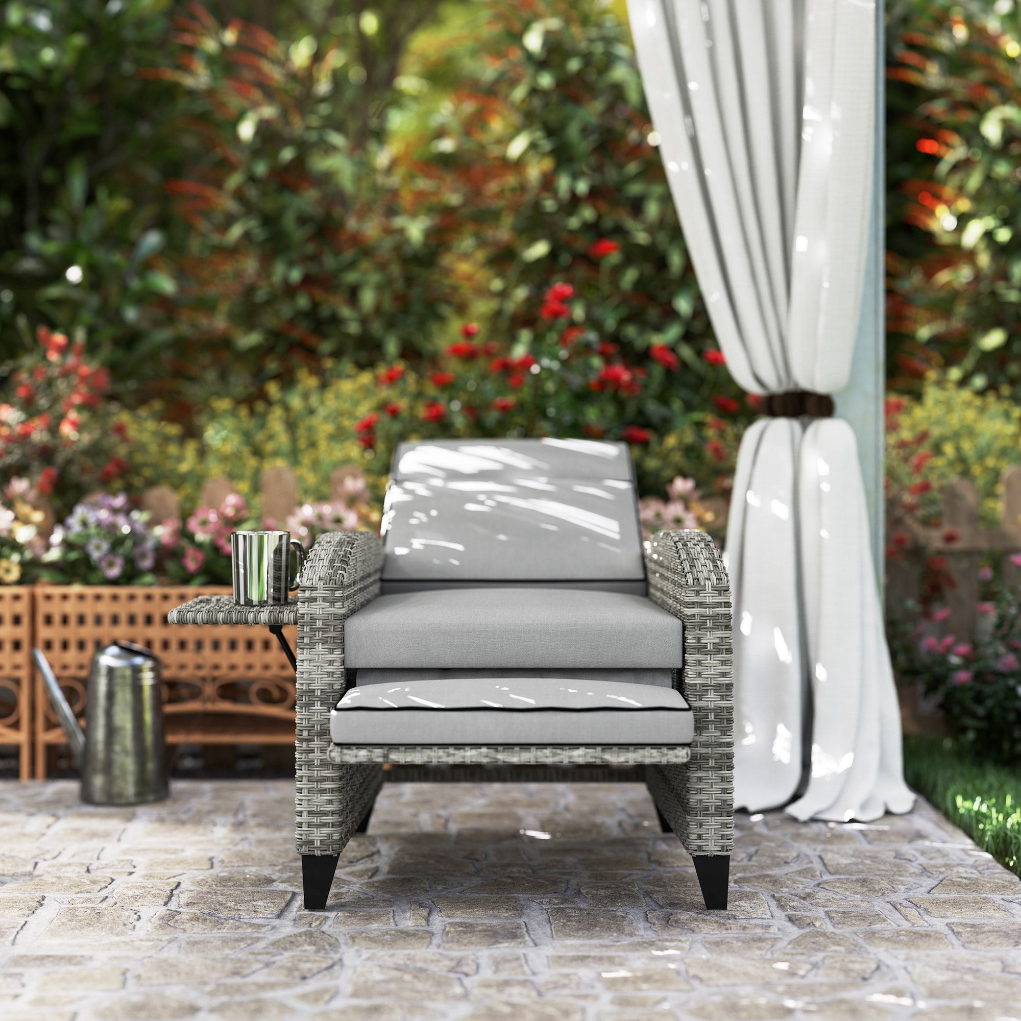 Outsunny Reclining Garden Chairs with Cushions, Adjustable