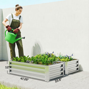 Galvanized Raised Garden Bed, 4' x 2' x 1' Metal Planter Box, for Growing Vegetables, Flowers, Herbs, Succulents, Silver