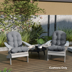 Adirondack Chair Cushions Set of 2, Tufted Lawn Chair Cushions, High Back Patio Chair Cushions with Ties, Non-Slip Muskoka Chair Cushions, Grey