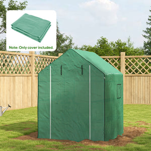 Walk-in Greenhouse Replacement Cover for Model 01-0472 with Roll-up Door and Mesh Windows, 55"x56.25"x74.75" Reinforced Anti-Tear PE Hot House Cover (Frame Not Included), Green