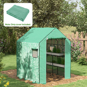 Walk-in Greenhouse Replacement Cover for Model 01-0472 with Roll-up Door and Mesh Windows, 55"x56.25"x74.75" Reinforced Anti-Tear PE Hot House Cover (Frame Not Included), Green