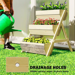 3 Tier Raised Garden Bed, 26" x 30" x 30" Vertical Wooden Elevated Planter Box Kit for Flowers, Vegetables, Herbs, Light Green