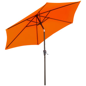 8.5FT Patio Umbrella, Round Garden Parasol with 6 Ribs, Market Sunshade Tilt Canopy w/ Crank Handle for Outdoor, Orange