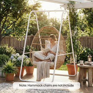 Hammock Chair Stand Only, Hanging Chair Stand, Heavy Duty Solid Steel A-Frame Construction for Hanging Hammock, Max Load 330 LBS Air Porch Swing for Indoor Outdoor, White