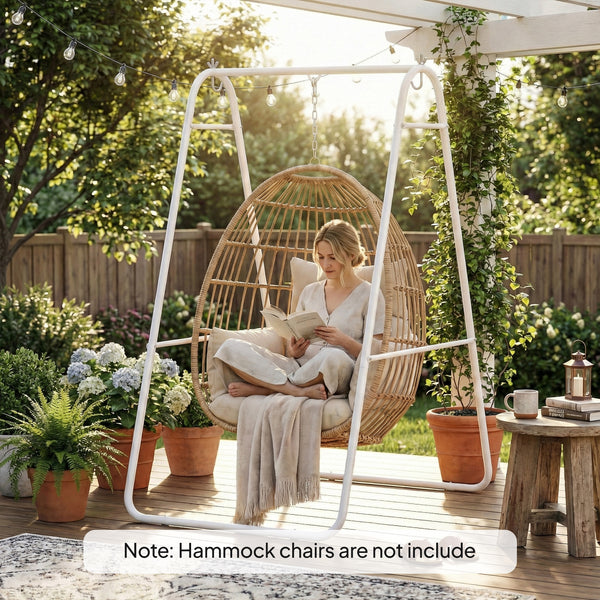 Hammock Chair Stand Only, Hanging Chair Stand, Heavy Duty Solid Steel A-Frame Construction for Hanging Hammock, Max Load 330 LBS Air Porch Swing for Indoor Outdoor, White