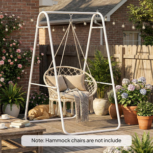 Hammock Chair Stand Only, Hanging Chair Stand, Heavy Duty Solid Steel A-Frame Construction for Hanging Hammock, Max Load 330 LBS Air Porch Swing for Indoor Outdoor, White