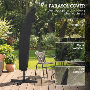 3 m Cantilever Parasol with Umbrella Weights, Cross Base, Offset Outdoor Umbrella with Protective Cover, Crank Handle, Hanging Sun Shade, Light Grey