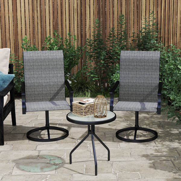 Outdoor Patio Swivel Chairs Set of 2, High Back Patio Dining Chairs with All-Weather Mesh Fabric and Metal Frame for Backyard, Lawn, Porch or Garden, Gray