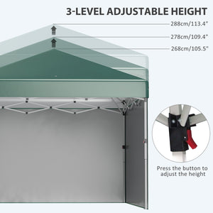 3 x 3 (M) Pop Up Gazebo, UPF 30+ with 2 Sidewalls, Leg Weight Bags and Wheeled Bag, Height Adjustable Party Tent Event Shelter for Garden, Patio, Green