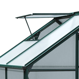 Outsunny 6' x 4' Greenhouse for Outdoors, Polycarbonate Greenhouse with Rain Gutter and Roof Vent, Aluminum Walk-in Green Houses for Outside for Patio Backyard Garden, Dark Green