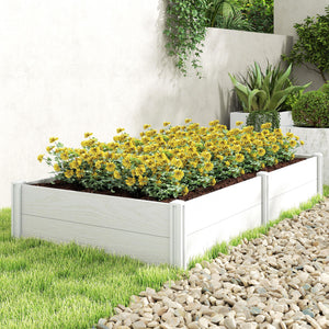 Vinyl Raised Garden Bed Kit, 6.5 x 3 x 1ft Elevated Garden Box with Divider, Open Bottom, Screwless Outdoor Planter Box for Flowers Herbs, DIY Assembly, White